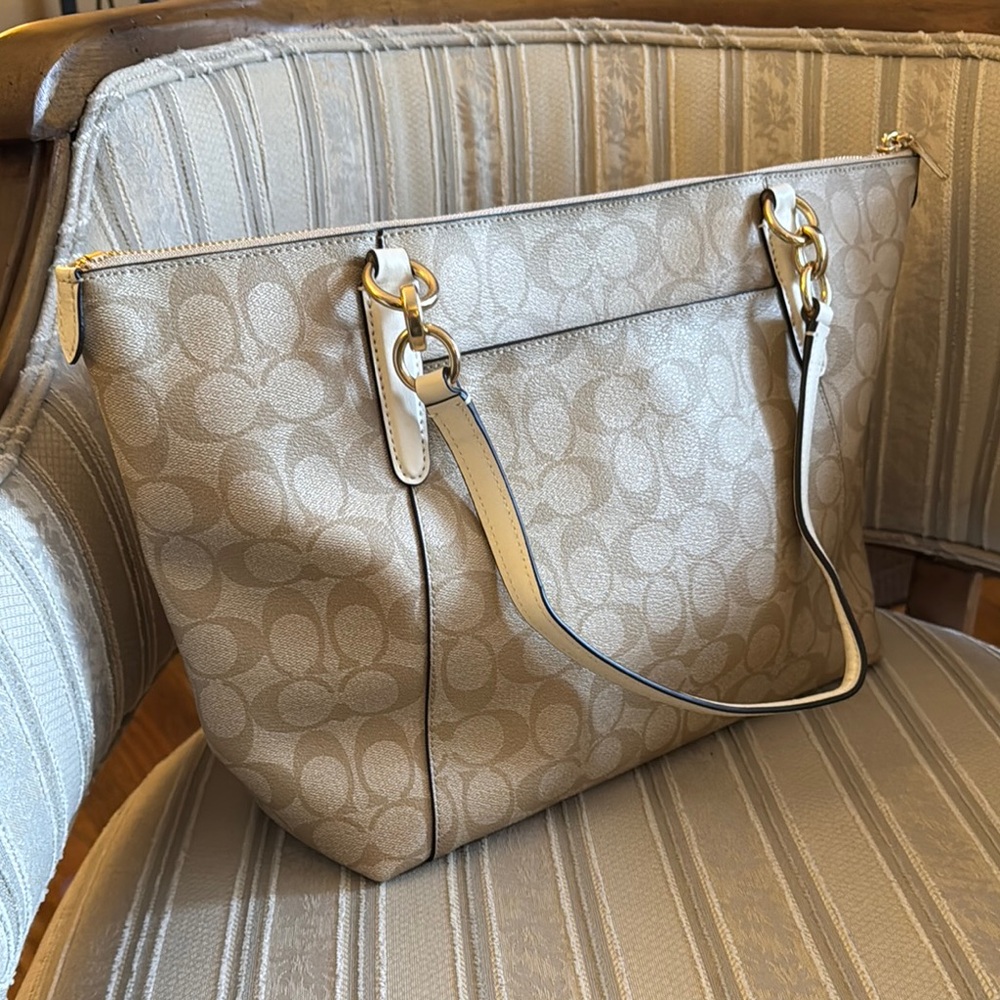 Coach Ava Tan Signature Tote Bag